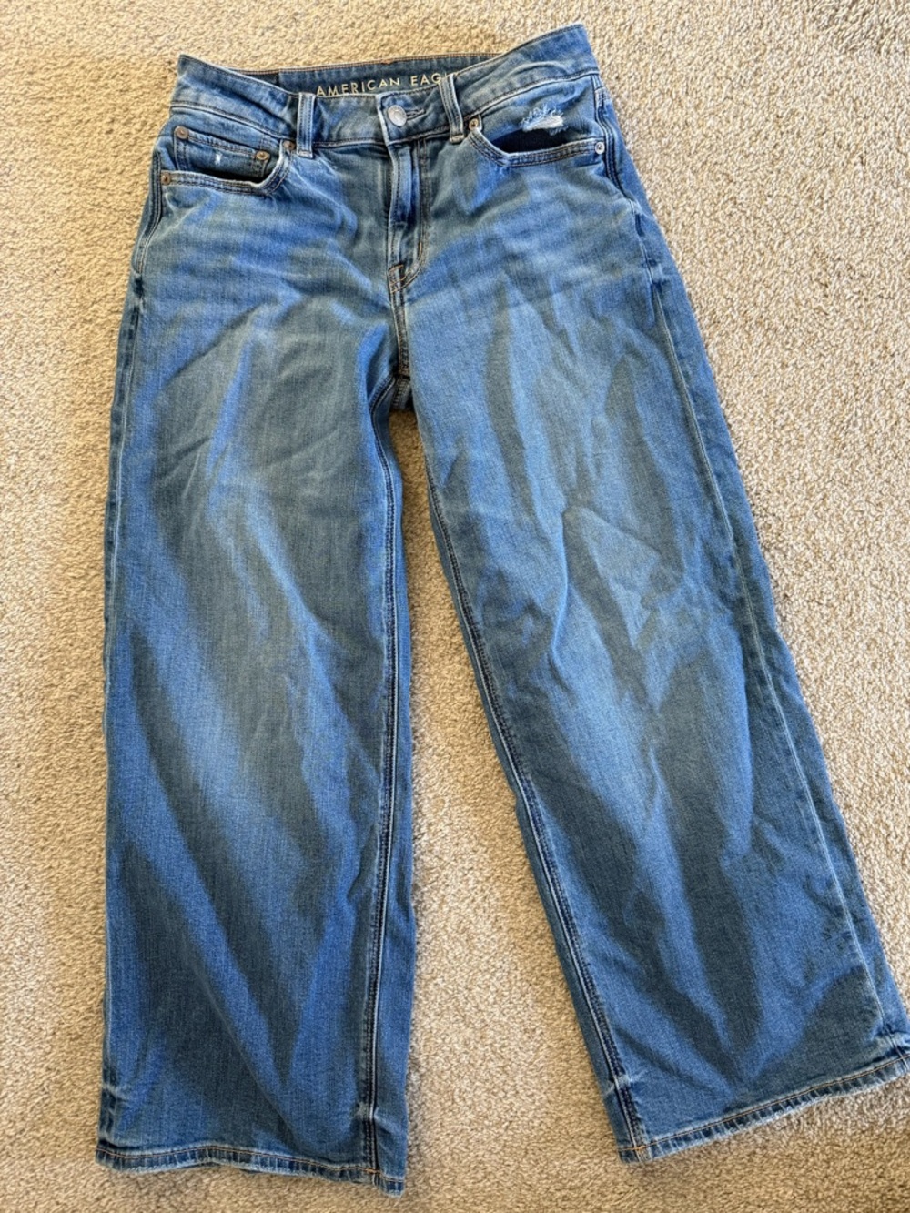 American Eagle Outfitters Women's Blue Wide Leg Jeans